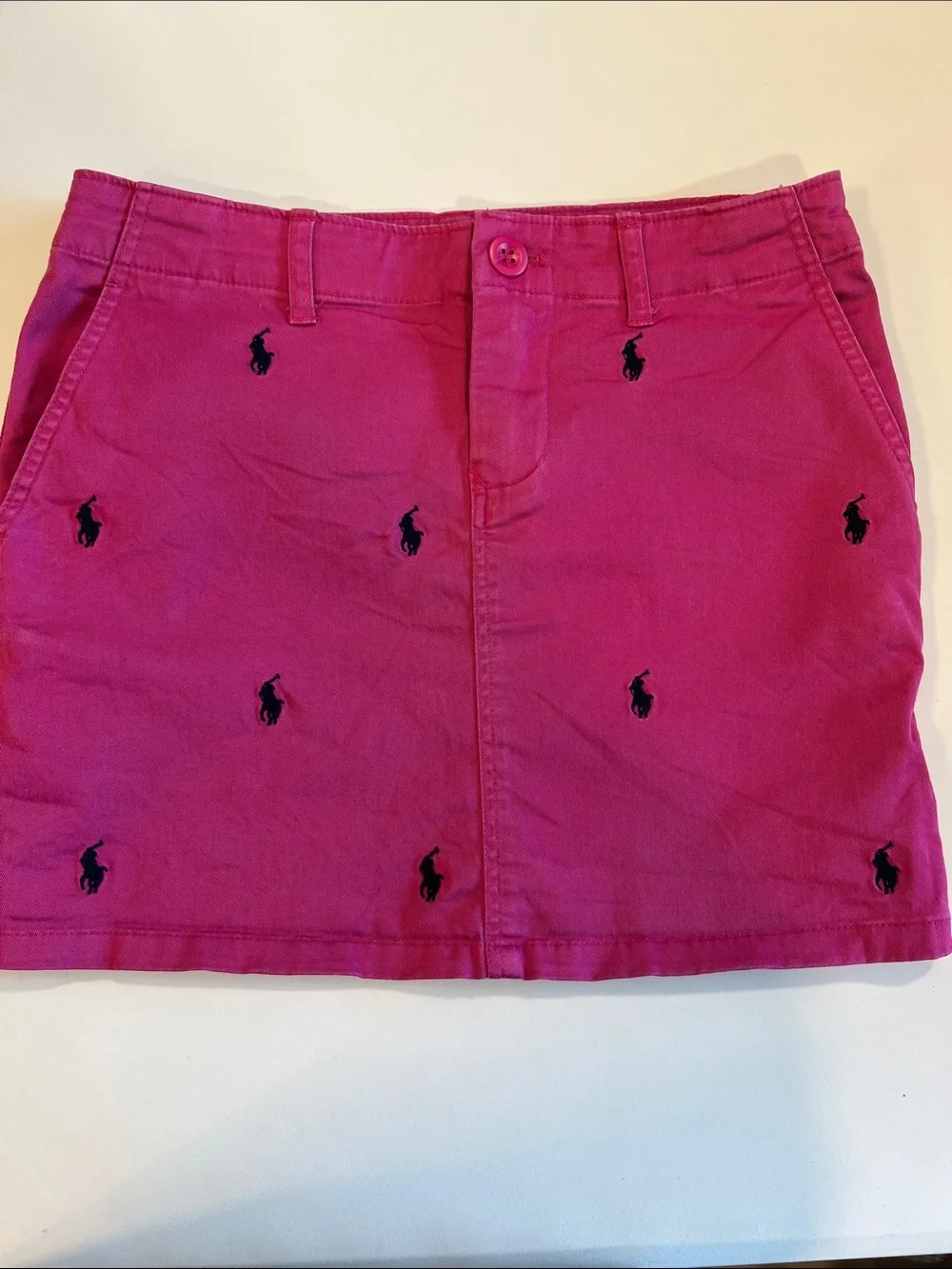 Girls Ralph Lauren - magenta and navy Embroidered Polo Mini Skirt, 8